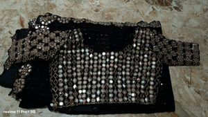 party wear mirror work saree
