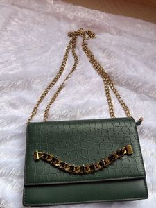 Green stylish  Embossed Chain Bag