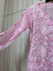 Pink Chikankari Kurta