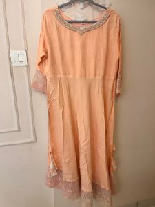 Peach Embellished Kurta