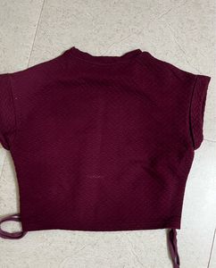 Maroon Textured Cropped Top