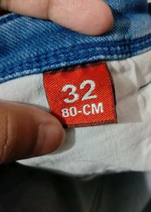 Blue Denim Jeans with Zipper Detail