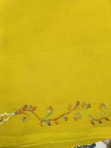 Elegant Yellow Embroidered Saree