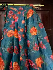 Bohemian Floral Print Organza Skirt