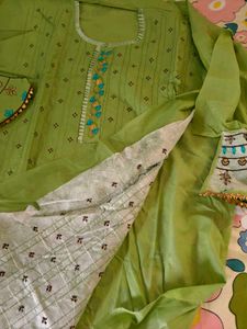 dress material for kurta set with dupatta, cotton
