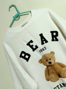White Teddy Bear Graphic Sweatshirt