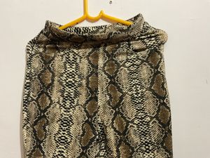 Shein Snakeskin Print Bell Bottom Pants