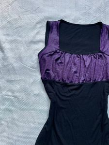 Purple &amp; Black Ruched Tank Top