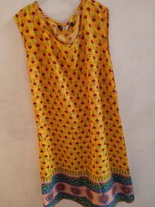Yellow Printed Kurti