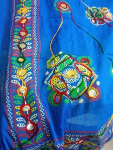 Vibrant Blue Embroidered dupatta (pure cotton)