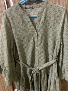 Sage Green Printed Tunic Top
