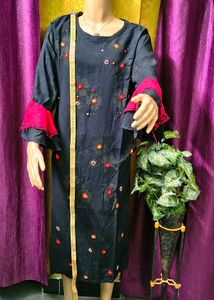 Black Floral Embroidered Kurti Designer piece