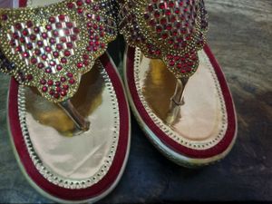 Gold &amp; Red Ethnic Wedges