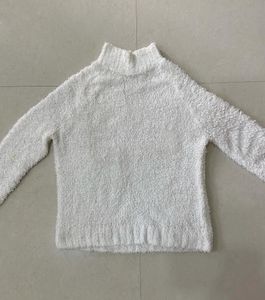 MAX Fluffy White Turtleneck Sweater