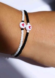 His & Hers Couple Beaded Matching Heart Bracelets