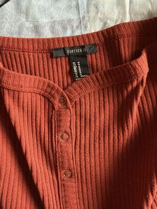 Ribbed Off-Shoulder Button-Up Midi Dress