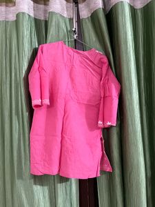 Pink Chikankari Embroidered Kurta