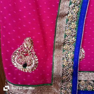 Brand new designer pink embroidered saree