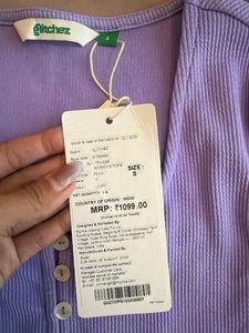 Lavender Ribbed Button-Up Crop Top