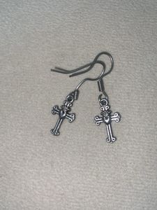 vintage Silver Cross Dangle Earrings