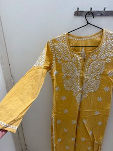 Light Yellow Handwork Chikankari Kurta
