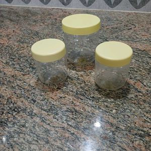 Set of 5 Clear Plastic Jars