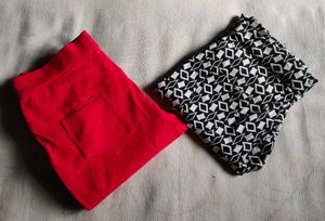 Stylish Women’s Jeggings – Red & Black-White Graph