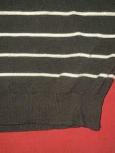 Striped Black &amp; White Knit Regular Fit T-Shirt