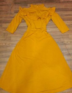 Yellow Ruffled Ethnic Gown