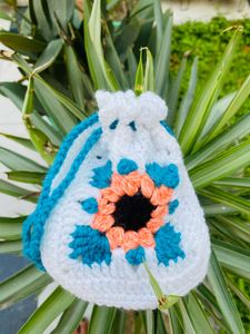 Handmade Crochet Drawstring Pouch