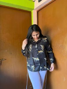 Stylish Black Animal Print Shirt