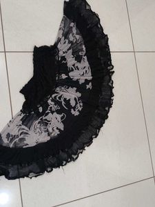 Sheer Floral Ruffle Skirt