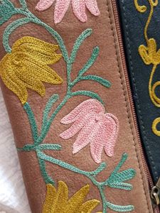 Embroidered Floral Wristlet Wallet