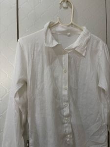 White Textured Button-Up Shirt