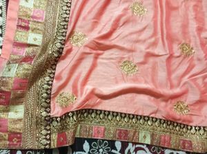 Elegant Peach Saree with Gold Embroidery