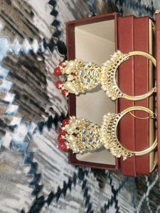 Pearl &amp; Stone Hoop Earrings