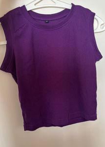 Purple Ribbed Sleeveless Top