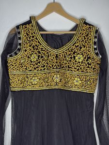 Elegant Black &amp; Gold Anarkali gown