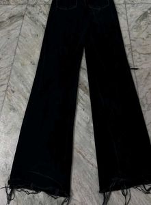 Zara Black Wide Leg Ripped Jeans