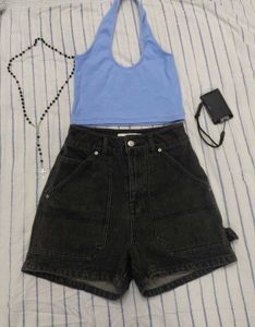 Black Denim Summer Shorts