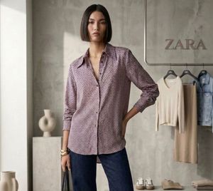 Zara satin button down shirt