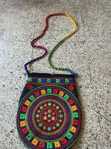 Vibrant Embroidered Sling Bag