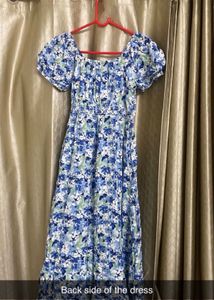 Floral Print Puff Sleeve Midi Dress