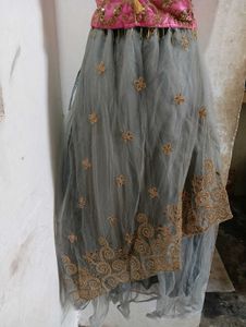 Pink &amp; Gray Embellished Party Dress