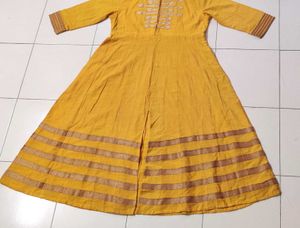 Yellow Embroidered Anarkali Kurta