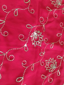 Vibrant Red Embroidered Saree