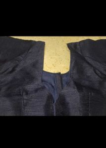Elegant Navy Blue Silk Blouse