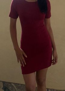 Chic Short Sleeve Red Dress