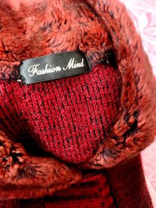 Burgundy Knit Coat For Women ❤️