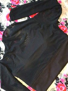 padded Sheer Black Long Sleeve Crop Top
